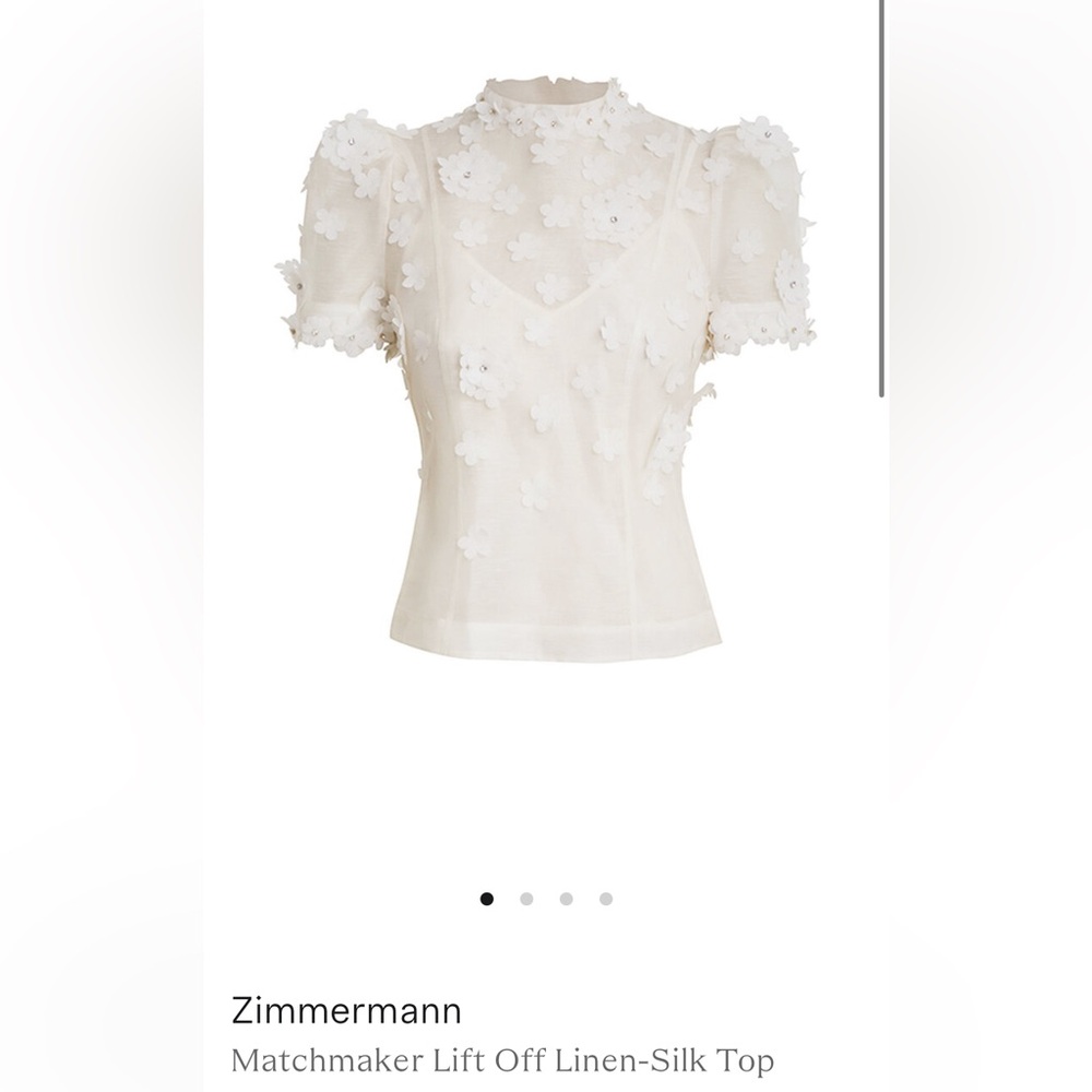 NWT Zimmermann White Linen Floral Appliqué Blouse (Matchmaker Blouse)